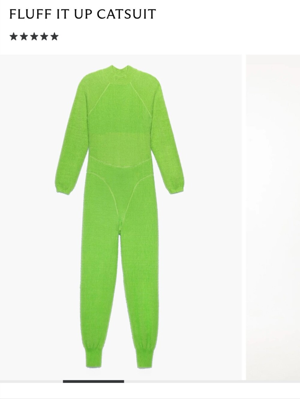 Savage X Fenty Fluff It Up Catsuit, Woman's Neon Green Fuzzy One-Piece Bodysuit